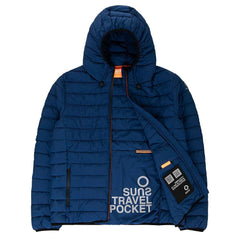 Blue Polyester Men's Quilted Jacket