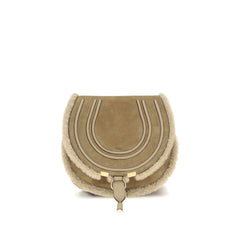 Small Saddle Marcie Shoulder Bag in suede and shearling
