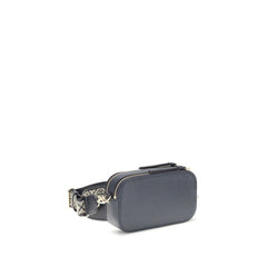 حقيبة كتف جلدية زرقاء