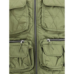 Green Nylon Sleveless Jacket