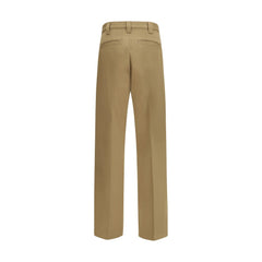 Beige Cotton Casual Pants