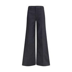 Black Polyester Flared Pants