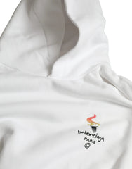 بلوزة قطنية بيضاء بغطاء للرأس سترة كبيرة الحجم