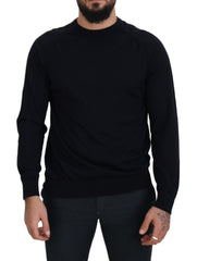 Black Wool Crewneck Pullover Sweatshirt Sweater