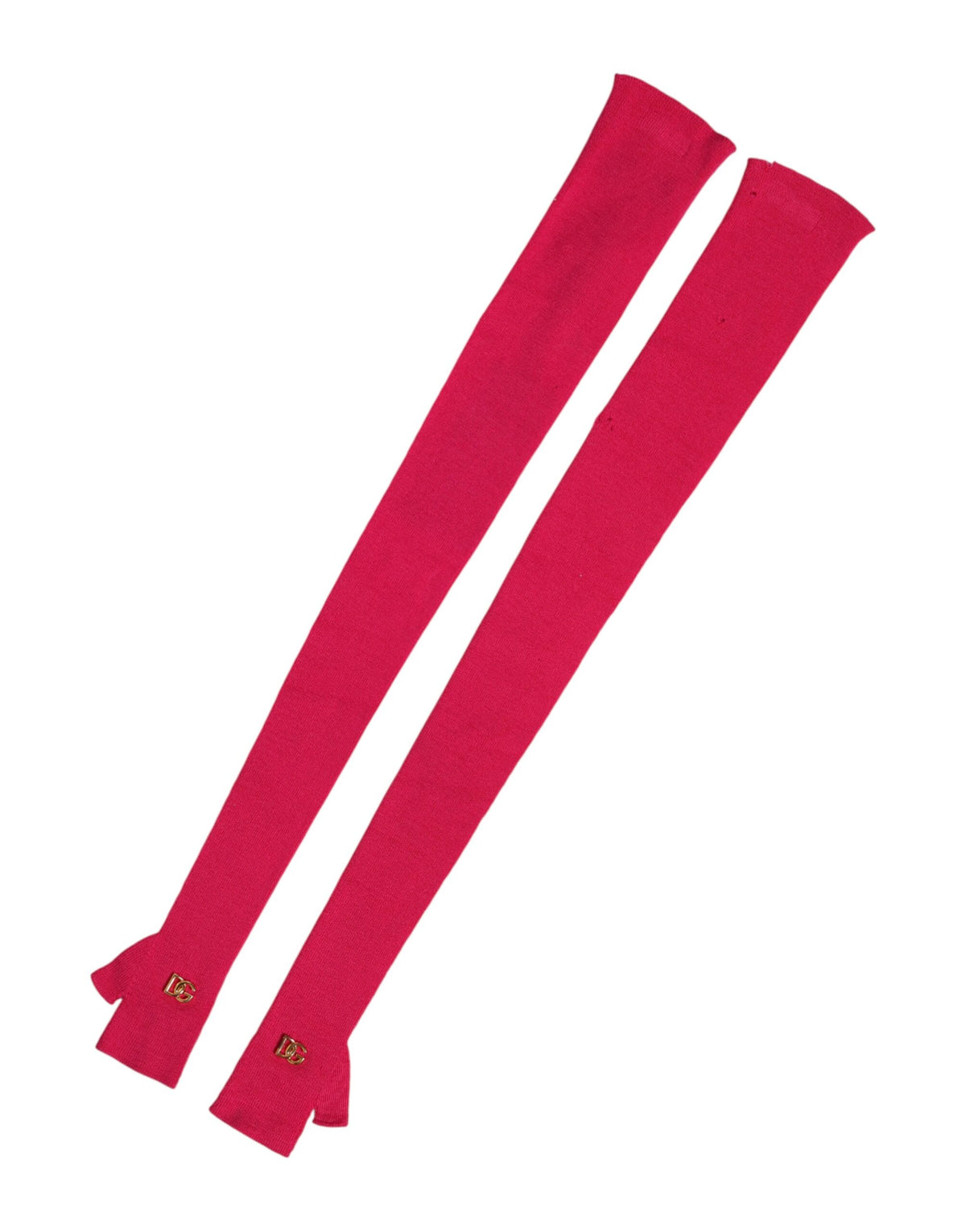 قفازات وردية من الصوف بدون أصابع بطول الكوع