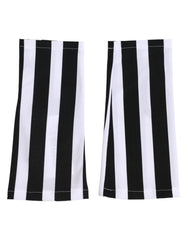 Black White Nylon Fingerless Wrist Length Gloves