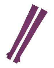 Purple Wool Fingerless Elbow Length Women One Size Gloves