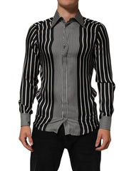 Black White Stripes Men MARTINI Dress Shirt