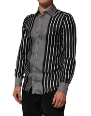 Black White Stripes Men MARTINI Dress Shirt