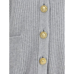 Gray Fleece Wool Cardigan
