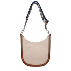Beige Fabric Crossbody Bag