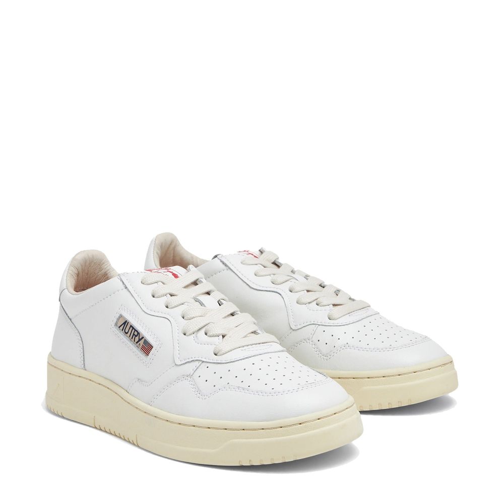 White Leather Low Top Sneakers