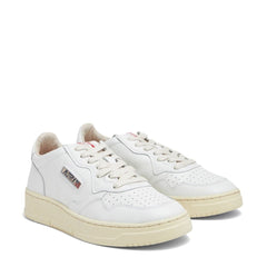 White Leather Low Top Sneakers