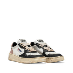 White Leather Low Top Sneakers