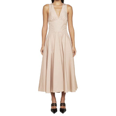 Beige Cotton Casual Dress