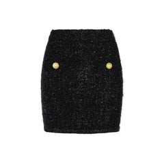 Black Cotton Mini Skirt