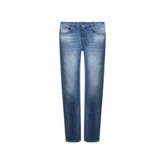 Blue Cotton Straight-Leg Jeans