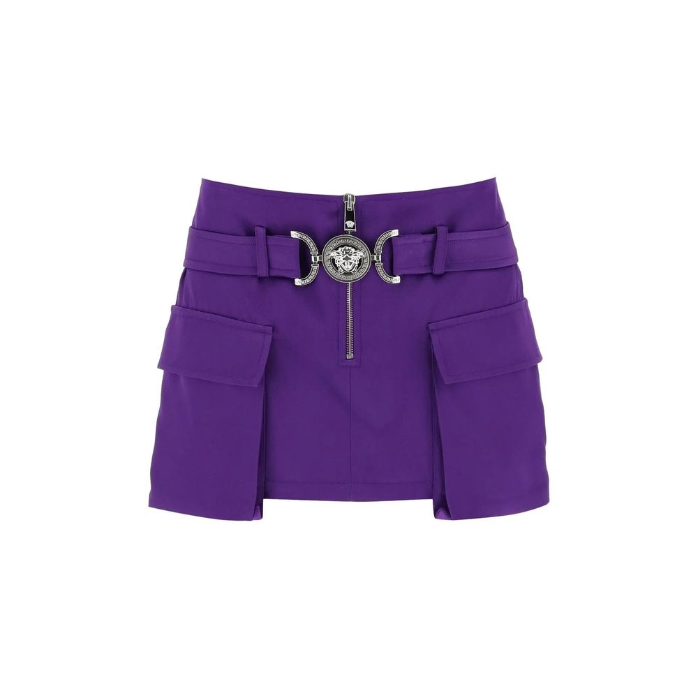 Purple Viscose Mini Skirt
