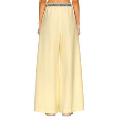 Yellow Wool Casual Pants