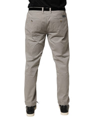 Gray Cotton Stretch Tapered Fit Men Chino Trouser Pants