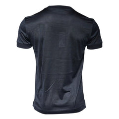 Blue Silk Crew Neck Short Sleeves Men T-shirt