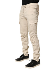 Beige Skinny Fit Mid Waist Men Denim Jeans