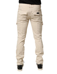 Beige Skinny Fit Mid Waist Men Denim Jeans