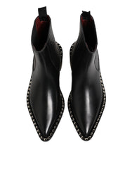 Black Studded Chelsea Short Ankle Boots Shoes