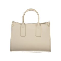 Beige Polyurethane Women Handbag
