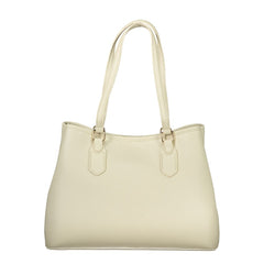 Beige Polyurethane Women Handbag
