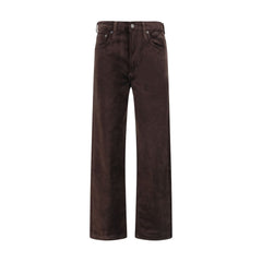 Brown Cotton Straight-Leg Jeans
