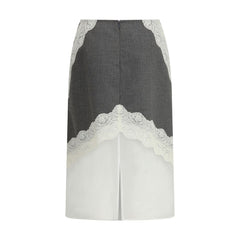 Gray Polyester Midi Skirt