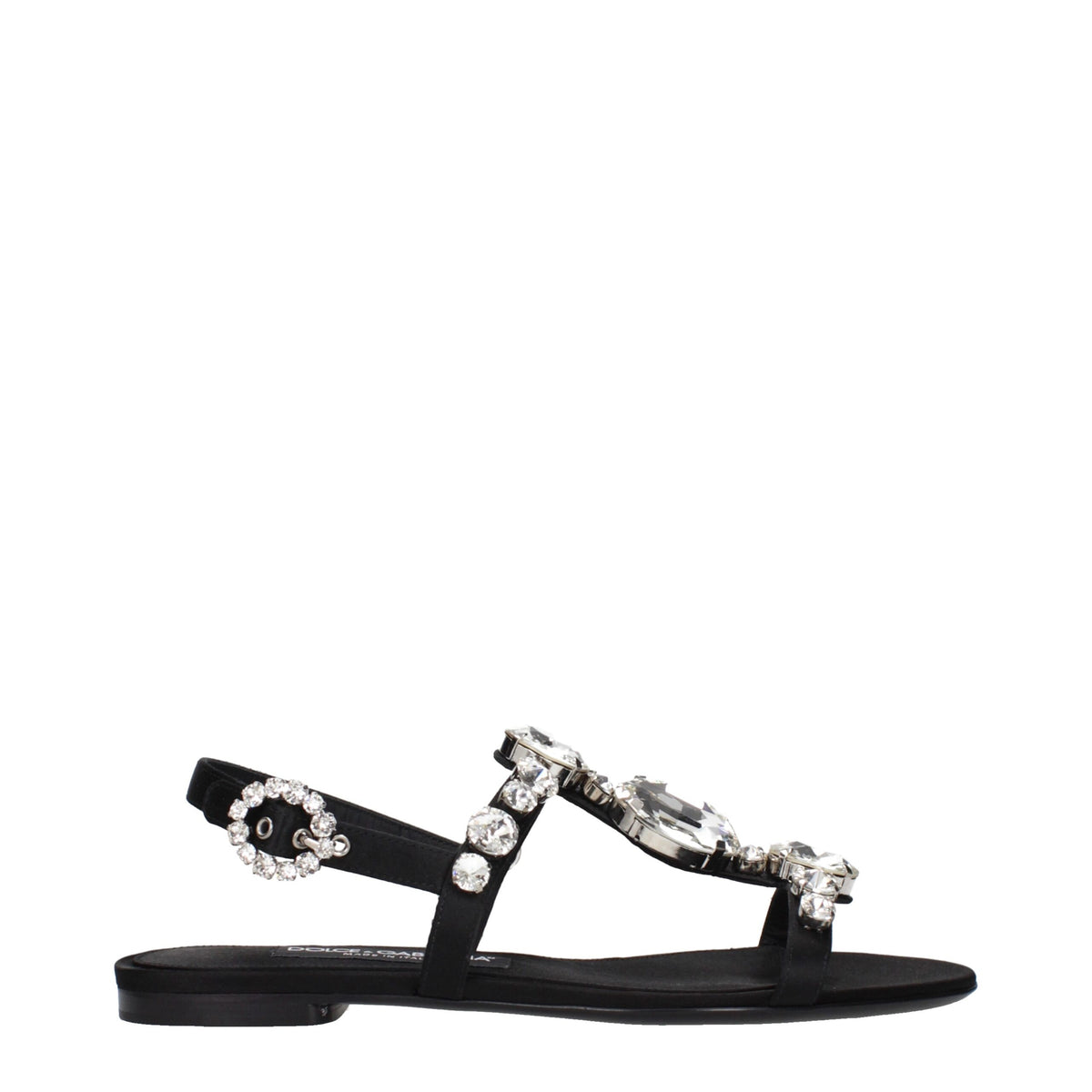 Black Satin Flat Sandals