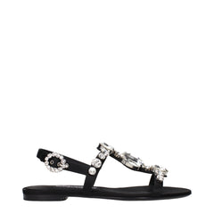 Black Satin Flat Sandals