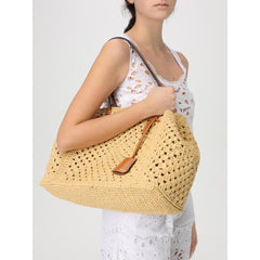 حقيبة يد جلدية باللون البيج