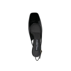 Black Calfskin Mid Heel Pumps