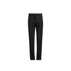 Black Elastane Casual Pants