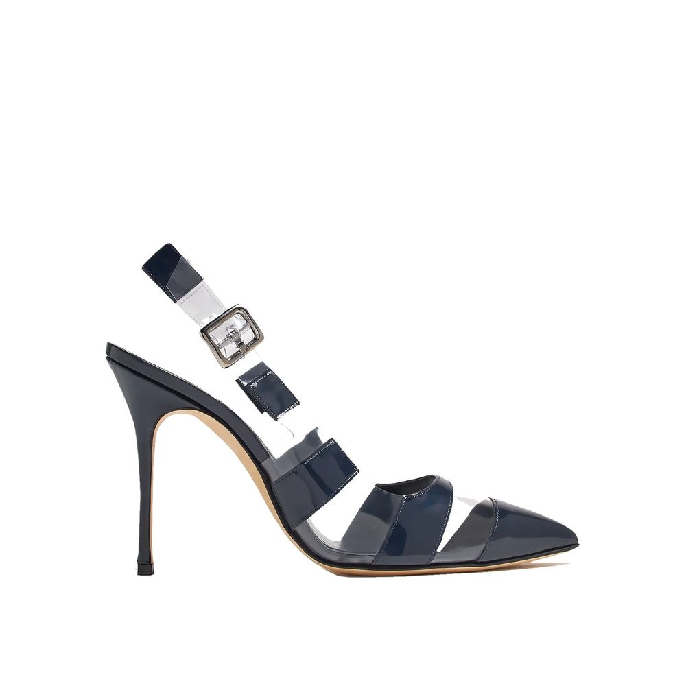 حذاء بكعب عالٍ من جلد العجل الأزرق