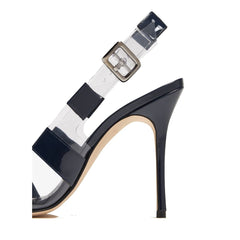 حذاء بكعب عالٍ من جلد العجل الأزرق