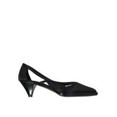 Black Silk Mid Heel Pumps