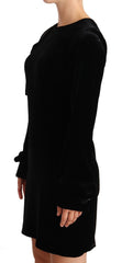 Sheath A-line Black Viscose Long Sleeves Round Neck Mini Dress