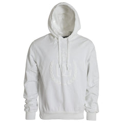 White Cotton Hooded Pullover Sweatshirt Men