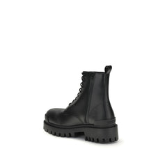 Black Calf Leather Bos Taurus Lace-Up Boots