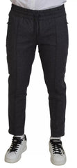 Gray Striped Wool Skinny Trouser Pants