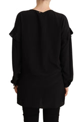 سترة بياقة مستديرة وأكمام طويلة متعددة الألوان