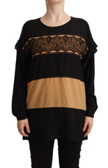 سترة بياقة مستديرة وأكمام طويلة متعددة الألوان