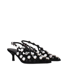 صندل بكعب رفيع من الجلد الأسود