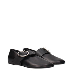 Black Leather Ballet Flats