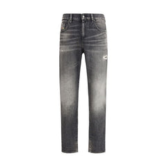 Gray Cotton Relaxed Fit Jeans