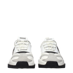 White Fabric Chunky Sneakers